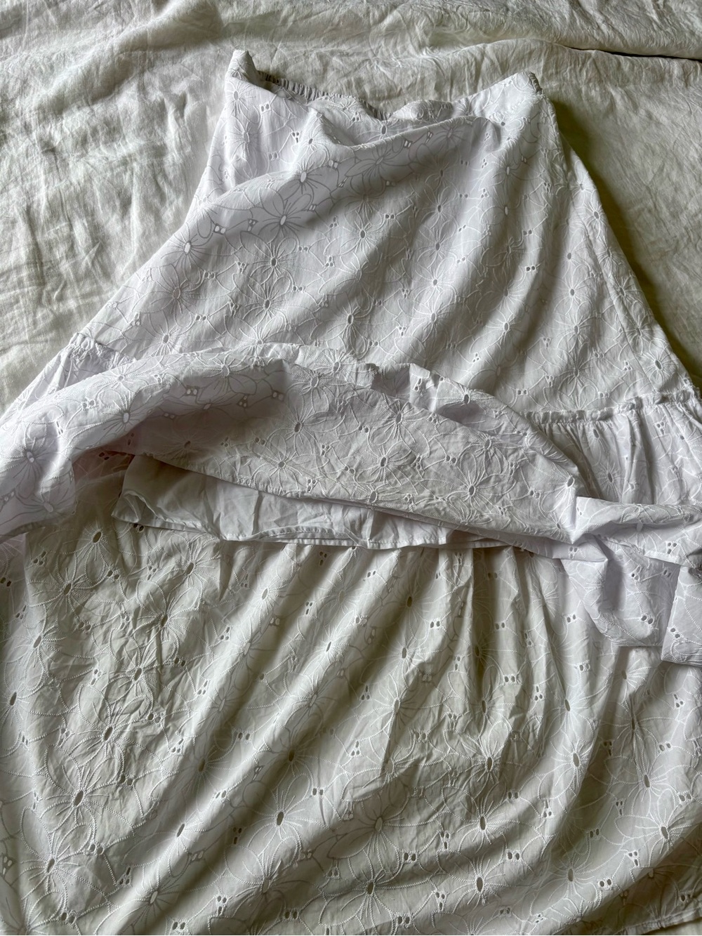 Calypso St. Barth White Eyelet Embroidered Maxi Skirt XL Cotton Lined Resort - Picture 8 of 10